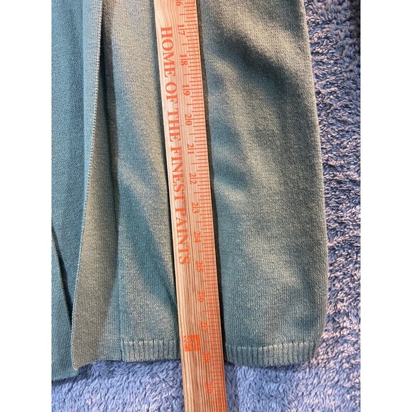 Talbots Open Front Cardigan Sweater Small Petites Green Long Sleeved Classic - Picture 7 of 8